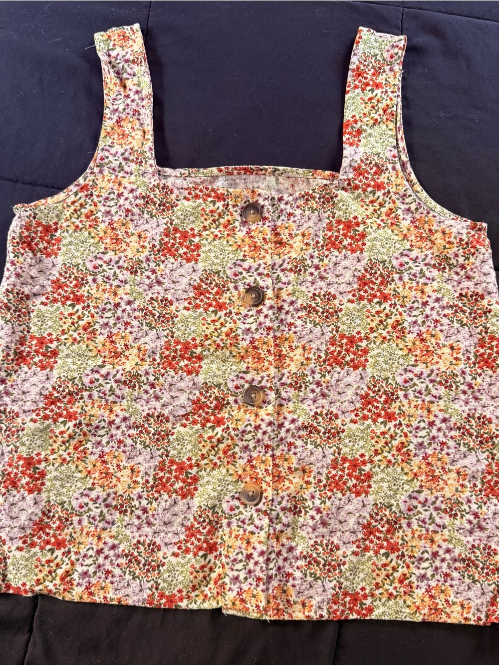 ❤️Floral Button-Front Tank Top — Multi Floral Print